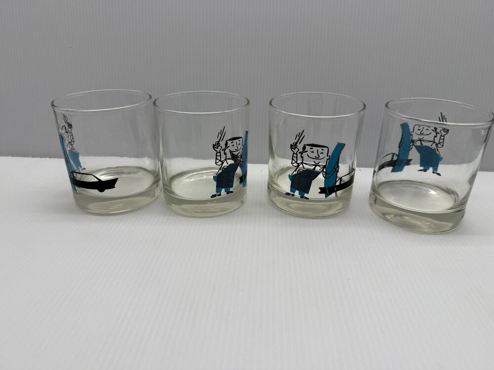 Vintage Safelite Service Auto Glass Cocktail Glass Set of 4